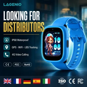 LAGENIO Global Agent 4G Square Children’s Smart Watch SIM Card Video Call WIFI+GPS+LBS Location TFT SOS IP68 Kids Smart Watch