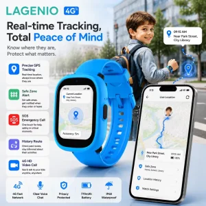 LAGENIO Global Distribution 4G Kids Smart Watch SOS GPS LBS WIFI Location Video Voice Call IP68 Class Mode SOS Child Smart Watch