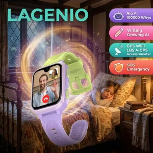 LAGENIO Good Price 4G Kids Smart Watch AI Learning Assistant SOS Video Call CE AMOLED Display LBS WIFI GPS Smart Watch for Kids
