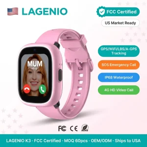LAGENIO High Grade 4G LTE Kids Smart Watch SIM Card HD Video Call WIFI GPS WIFI A-GPS Tracking FCC Smart Kids Watch Bulk Supply