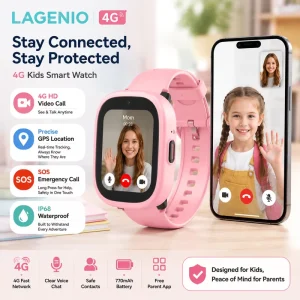 LAGENIO K3 4G Kids Smart Watch with SIM Card 1.7 Inch TFT Video Call IP68 Waterproof GPS WIFI LBS A GPS CE Smart Watch for Kids