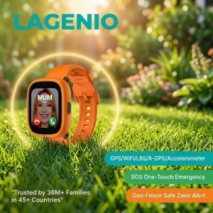 LAGENIO K3 4G RTOS Kids Smart Watch TFT Display SIM Card SOS IP68 Waterproof Magnetic Charging Silicone Band Kids Phone Watch