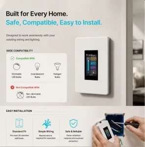 LANBON Tuya Wifi Zigbee Smart Living Wifi Mesh L9 LCD Touch 1 Gang Dimmer Smart Switch Work with Alexa & Google Home for Villa