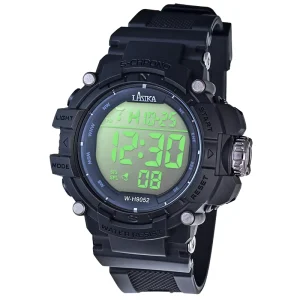 LASIKA 9052 Custom Black Sport Smart Wrist Watch for Men Custom Digital Muslim Azan Prayer Compass Alarm Silicon Resin