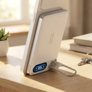 LC43 Slim Aluminum Power Bank 5000 10000mAh 15W 25W Wireless 20W 45W PD Lanyard Kickstand NTC Temp Control