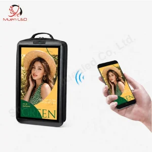 LCD 21.5 Inch Smart Display School Backpack with Full Color Advertising 1000cd Brightness Outdoor Use