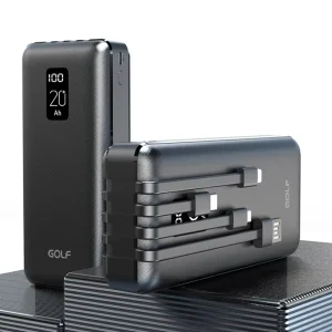 LCD Digital 20000mAh Power Bank Fast Charging Portable Built in Cable Smart Phone Factory Large Capacity Battery Micro USB Input