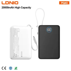LDNIO PQ43 65W Type C Output Super Fast Charging Powerbank 20000mah LED Digital Display Slim Travel Portable Power Bank