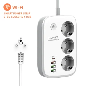 LDNIO SEW3452 Wi-fi Smart Power Strip With 3 Eu Outlets PD(30W MAX)&QC3.0