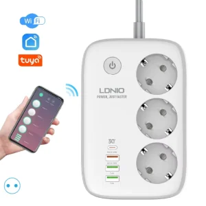 LDNIO SEW3452 Wifi Smart Power Strips with 4 USB Port 3AC Extension Cord PD QC3.0 EU Plug Tuya Smart Switch Extension Socket
