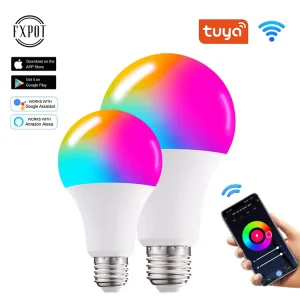 LED Bulb 10W E27 E26 B22 Wi-Fi App-Controlled AC RGB+CCT Dimmable Home Lighting CRI 85/90 1000 Lumens 2-Year Warranty