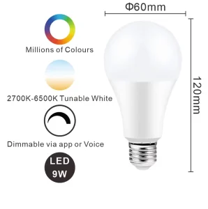 Smart Bulb, Color-Changing LED Bulb, A19 E26 2.4GHz RGBTW WiFi Bluetooth Bulb