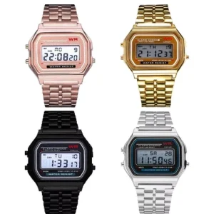 LED Digital Sports Watch for Women Men Multi Functional Business Clock Steel Band Smart Home Electronic Product Non Waterproof