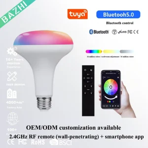 Smart LED Bulb E27 9W RGBCW WiFi Dimmable Color-Changing Light Bulb for Home, Bedroom, and Living Room, Supports Voice Control