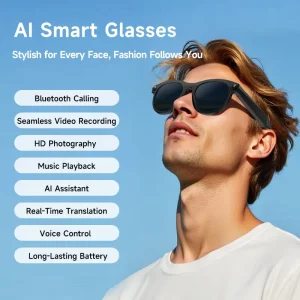 LED Flash Real time Translation Shooting Video Calling WiFi Transmission Smart Glasses AI Voice Assistant