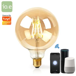 Smart LED G40 Filament Light Bulb, Dimmable, Works with Alexa and Google Home Voice Control