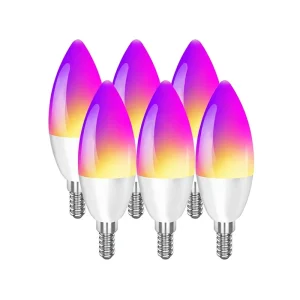 North American Cross-Border LED PC Smart Candle Light Bulb with RGB Adjustable Color and WiFi Control, E12 Base