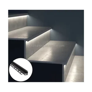 LED Step Light Aluminum Profile For Tiles 9mm 11mm Edge Options Fits 12mm LED Strips Stair & Step Linear Lighting