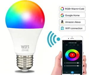 Ultra-Bright LED Bulb, Wireless WiFi-Controlled RGB Dimmable 9W Smart WiFi LED Bulb for Indoor Home Use