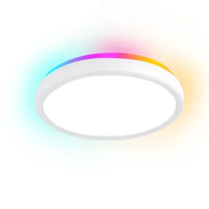LEDEAST XH TW1C Tuya Smart RGB Flush Mount Ceiling Light WiFi 24W Color Changing Backlit Panel Light with Music Sync