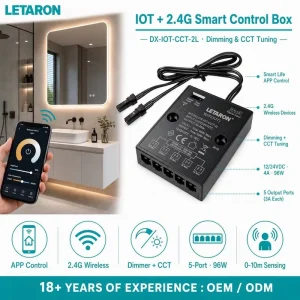 LETARON IOT 2.4G LED Control Box 12 24V 4A Dimming CCT Tuning 2.4G Wireless Control For Cabinet LED Strip Light