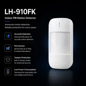 LH 910FK MotionProtect Fresnel Lens 35KG ABS 5 Years Battery Motion Sensor Alarm with 800m Detection Range Intrusion Detection