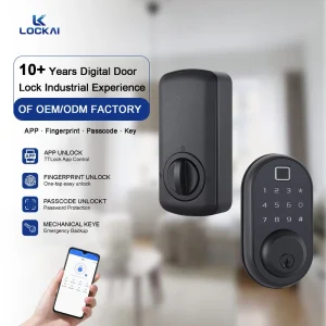 LOCKAI A04 Smart Door Lock with Key Fingerprint Password Wi Fi App Control for Aluminum Alloy Wood Doors