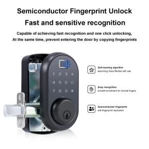 LOCKAI A04 Smart Door Lock with Key Fingerprint Password Wi Fi Unlock for Wood Doors