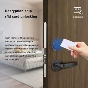 LOCKAI J7 304 Stainless Steel Smart RFID Magnetic Card Room Door Lock for Wood Doors with Memory Card SDK & Key