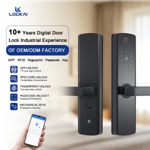 LOCKAI K3 Smart Locks for Front Door with Wi Fi Card & Key Unlock Compatible with Steel Aluminum Doors