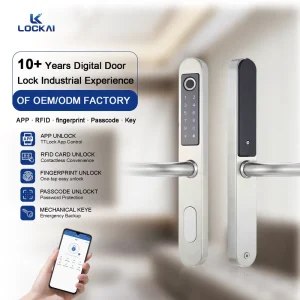 LOCKAI Tuya Smart Lock Aluminum Door Compatible for Enabled Card & Fingerprint Unlock for Home Use