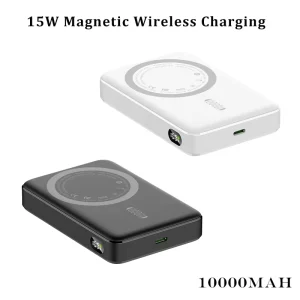 Factory-Supplied Lithium Polymer Battery Pack, Safe Battery Pack, Custom Logo, USB-C PD20W, Wireless 15W, 10000mAh Wireless Magnetic Power Bank