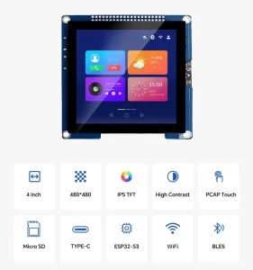 LVGL 4 Inch TFT LCD ESP32-S3 Touch Display Panel with Temperature and Humidity Sensor, WiFi, and BLE