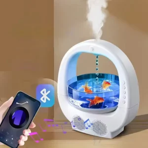 LX Fish Aquarium Antigravity Water Drop Humidifier Smart Aroma Diffuser Air Cooler Backflow BT Speaker Night Light
