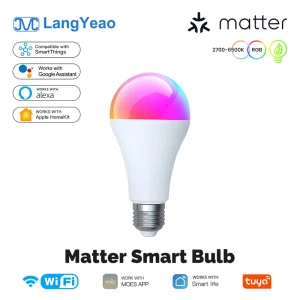 LangYeao Tuya WiFi Smart E27 LED RGB 15W Bulb, Dimmable, 2700K–6500K, Alexa/Google Home Voice Control, Smart Home, AC Powered