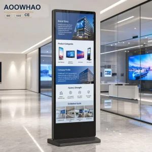 Large 75 86 Inch Floor Standing Interactive Kiosk 4K Touch Screen Self Service Information Machine Freestanding Digital Display