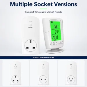 Large Green Backlight Wireless Smart 230V AC Room Digital Heating Thermostat in Plug for Heating Appliances With CE ISO