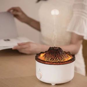Lava Volcano Shape Aromatherapy Humidifier Jellyfish Mist Flame Effect LED Night Light Desktop Decor Relaxing Gift Air Diffuser