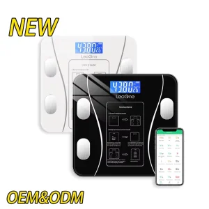 Leaone BF8080 180kg LCD Tempered Glass Family Health for Electronic Fitness Smart Bathroom Digital Body Scale