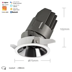 Led Downlight Dimmable Anti glare Cob 6w High Cri 90+ Smart Control Recessed Ceiling Light for Luxury Hotel Office