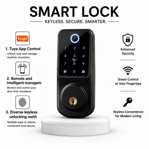Lifelibero Tuya WiFi Smart Door Lock Deadbolt Lock Fingerprint Keypad Electronic Lock with App Remote Unlock
