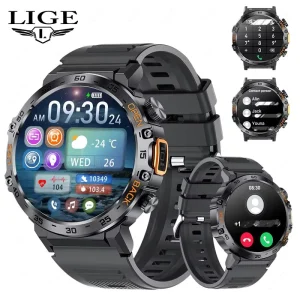 Lige BW0616 New Smart Watch Men 360*360 Smartwatch Waterproof Sports Fitness Watches Flashlight Men’s Smartwatch for Android IOS