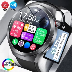 Lige BWET475 ET475 Smartwatch 1.73 inch AMOLED Screen Blood Pressure Monitoring NFC Waterproof Intelligent Voice Assistant Watch
