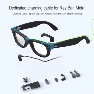 Light Blocking Lenses Kit with 1.5M Extension Charging Cable for Smart AI Glasses