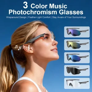 Lightweight Automatic Photochromic PC Frame AI Smart Glasses Smart Glasses with Camera for Sports Cycling Sunglasses