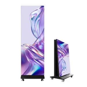 Lightweight Bright Colors P2.5 Portable Floor Standing Smart Ad Wall Movable Foldable Anti Glare LED Poster Shopping Mall