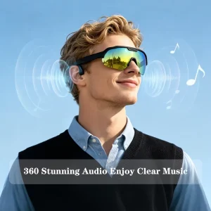 Lightweight Unisex Green Frame Smart Glasses AI Voice Assistant Music Call UV400 Blue Mirror Daily Outdoor Travel Eyewear