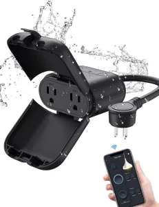 Listed Ip66 WiFi Outdoor Smart Power Plug Outlet Waterproof Smart Socket for String Lights