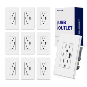 Listed Type C Electrical Power USB Receptacle 15 Amp Type a Usb Wall Socket USB Charger Wall Outlet