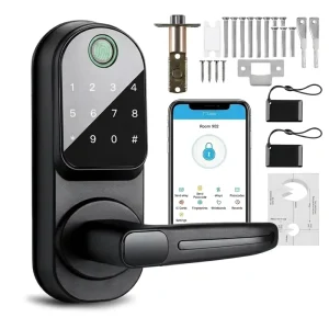 Lock with Password Display Fingerprint WiFi App Unlock US Mortise Single Latch Digital Lock